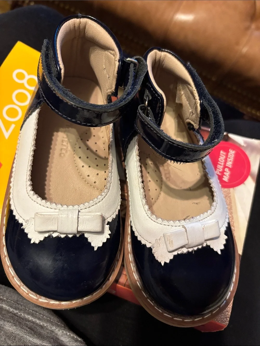 Elephantito Kids Navy and White Mary Jane Shoes with Bow -  EUR 22 USA 6.5